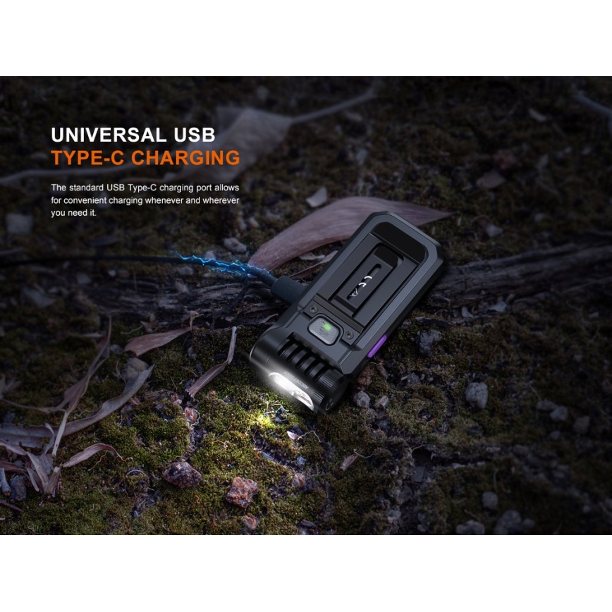 Fenix SW05RUVBLC - LED Stmievateľná nabíjacia baterka LED/USB IPX6 150 lm 49 h čierna