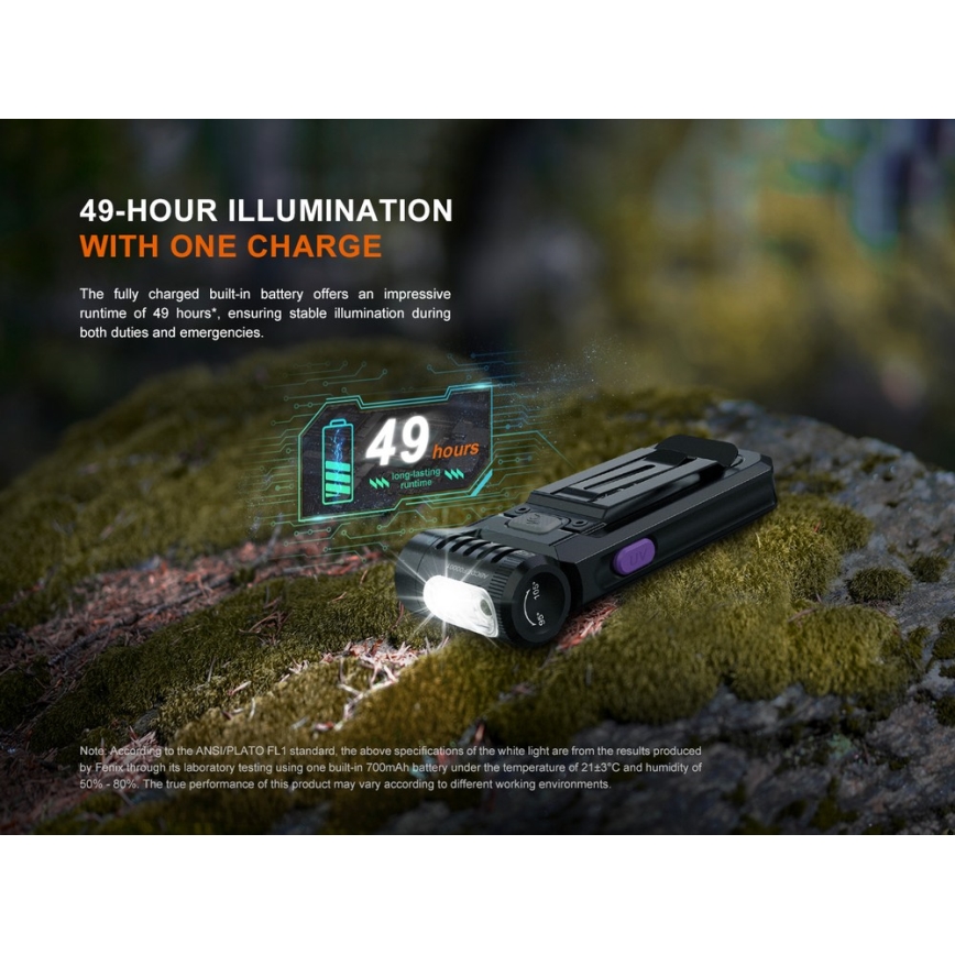 Fenix SW05RUVBLC - LED Stmievateľná nabíjacia baterka LED/USB IPX6 150 lm 49 h čierna