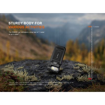 Fenix SW05RUVBLC - LED Stmievateľná nabíjacia baterka LED/USB IPX6 150 lm 49 h čierna