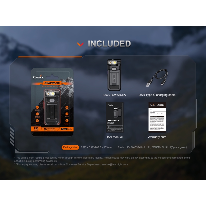 Fenix SW05RUVBLC - LED Stmievateľná nabíjacia baterka LED/USB IPX6 150 lm 49 h čierna