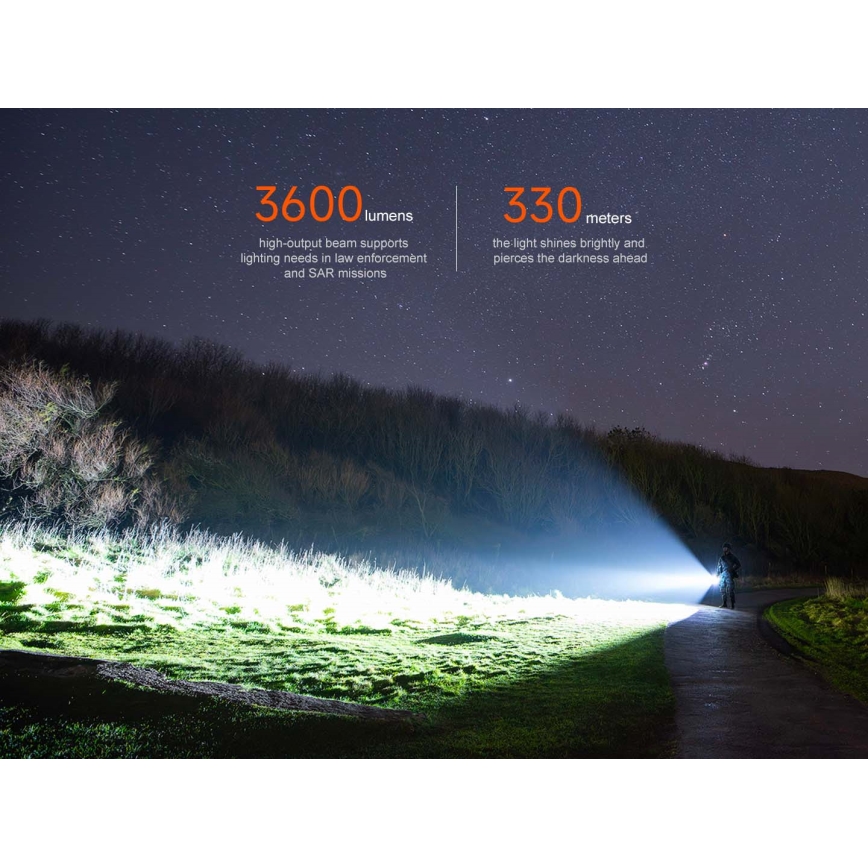 Fenix TK17BLK - stmievateľná nabíjateľná LED baterka LED/USB 6000 mAh IP68 3600 lm 60 h čierna