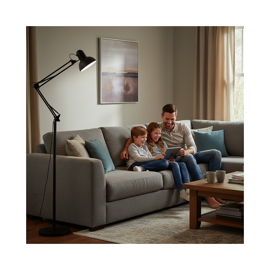 Flexibilná stojacia lampa AURIQ 1xE27/60W/230V 184 cm čierna