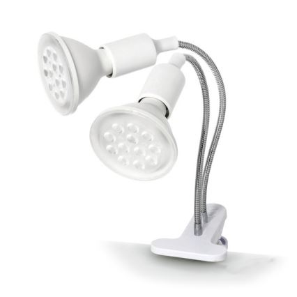 Flexibilná stolná lampa s klipom na pestovanie rastlín PLANTY 2xE27/30W/230V biela