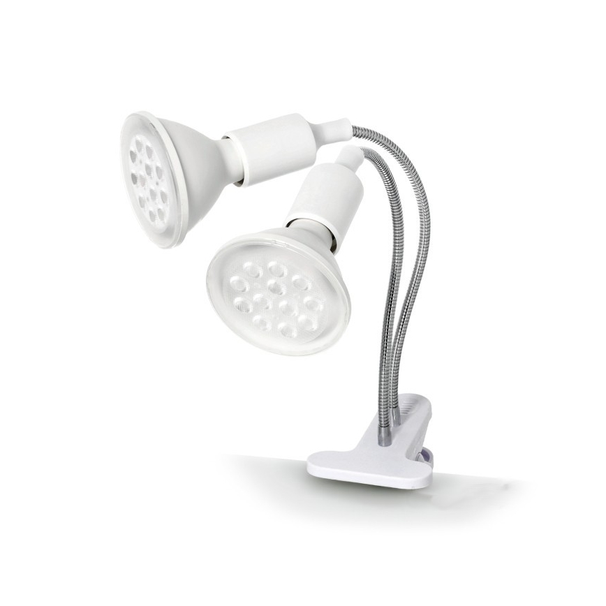Flexibilná stolná lampa s klipom na pestovanie rastlín PLANTY 2xE27/30W/230V biela