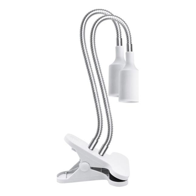 Flexibilná stolná lampa s klipom na pestovanie rastlín PLANTY 2xE27/30W/230V biela