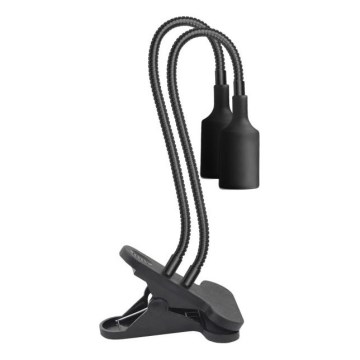 Flexibilná stolná lampa s klipom na pestovanie rastlín PLANTY 2xE27/30W/230V čierna
