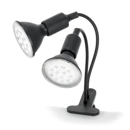 Flexibilná stolná lampa s klipom na pestovanie rastlín PLANTY 2xE27/30W/230V čierna
