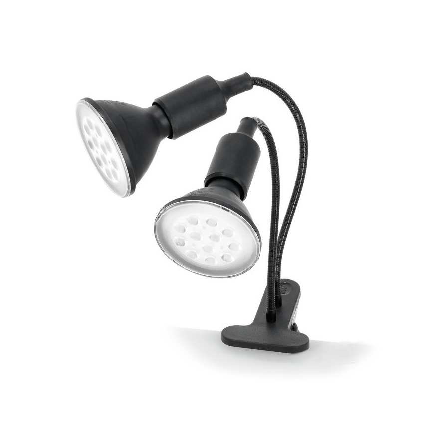 Flexibilná stolná lampa s klipom na pestovanie rastlín PLANTY 2xE27/30W/230V čierna