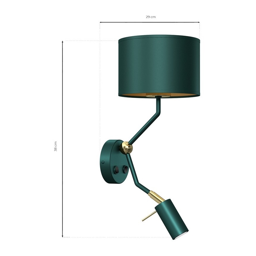 Flexibilné svietidlo VERDE 1xE27/60W/230V + 1xGU10-MR11/7W zelená