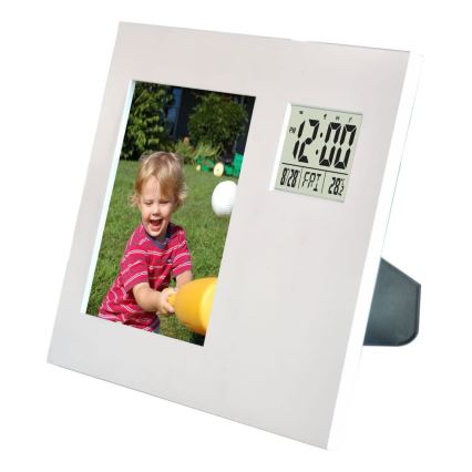 Fotorámik s digitálnymi hodinami a teplomerom 2xAAA