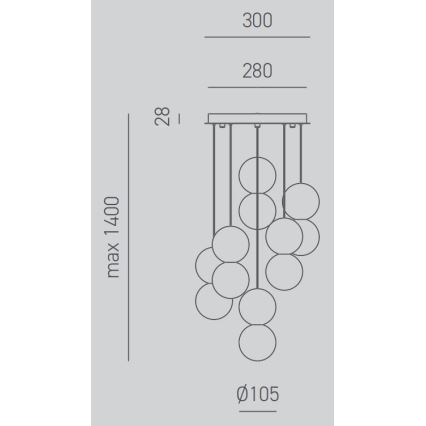 Gea Luce SFERA S6 G - Luster na lanku SFERA 6xG9/28W/230V