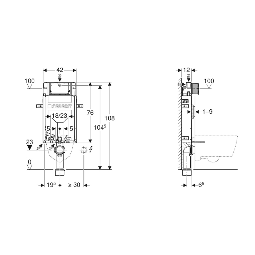 Geberit 110.302.00.5 - Podomietkový inštalačný modul Kombifix 108 cm pre závesné WC