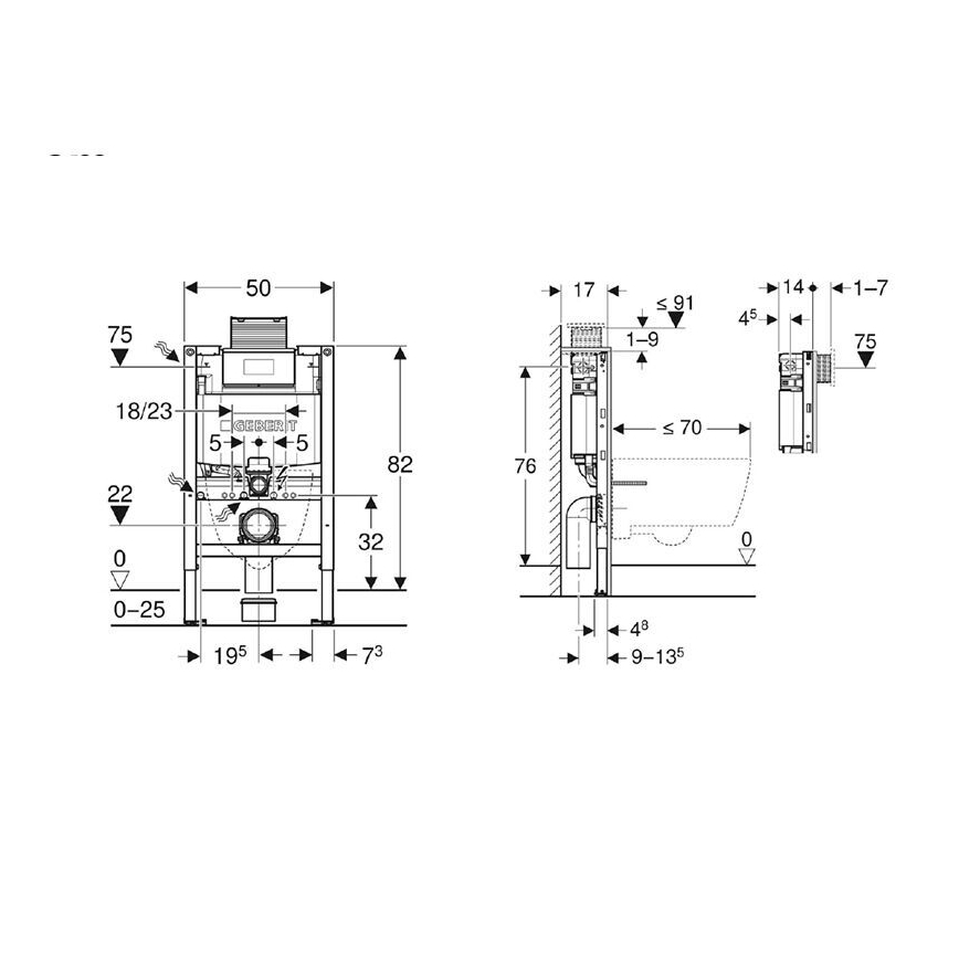 Geberit 111.003.00.2 - Podomietkový modul pre závesné WC Duofix 82 cm