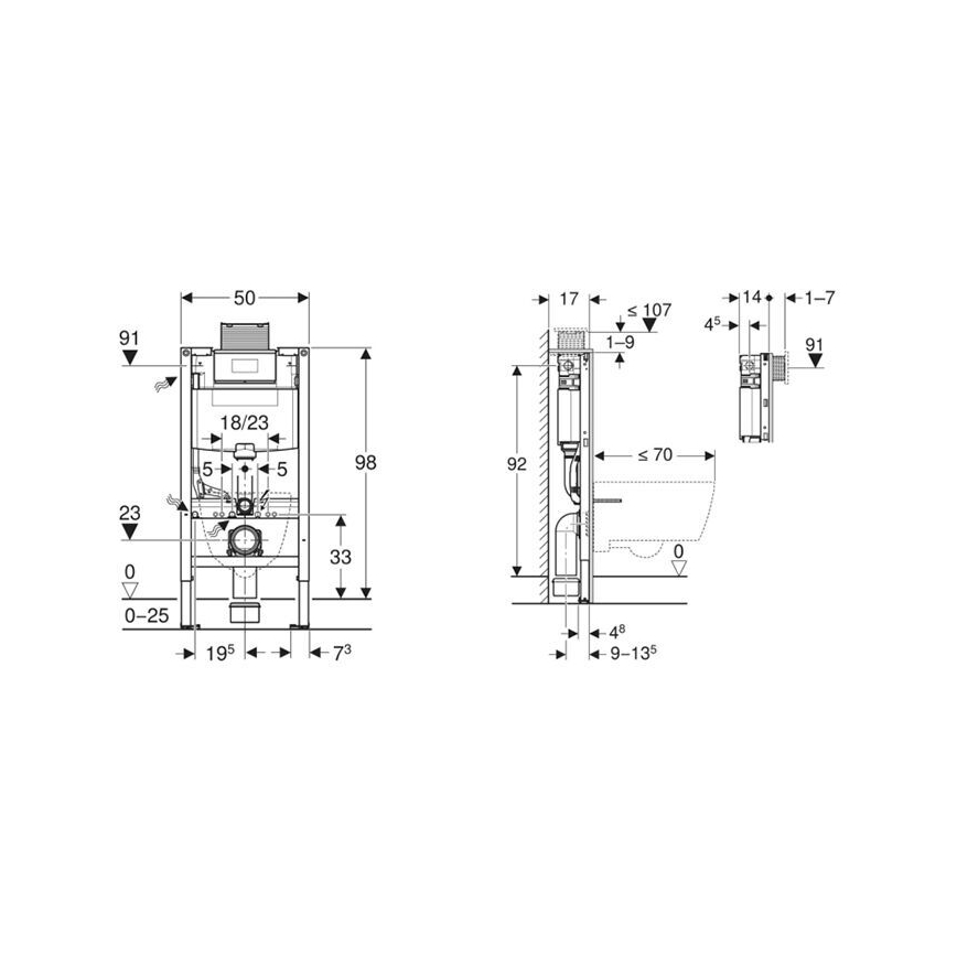 Geberit 111.030.00.2 - Podomietkový inštalačný modul pre závesné WC Duofix 98 cm