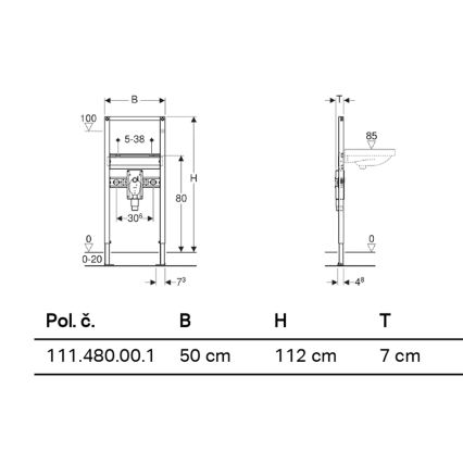 Geberit 111.480.00.1 - Podomietkový modul pre závesné umývadlo Duofix 112 cm