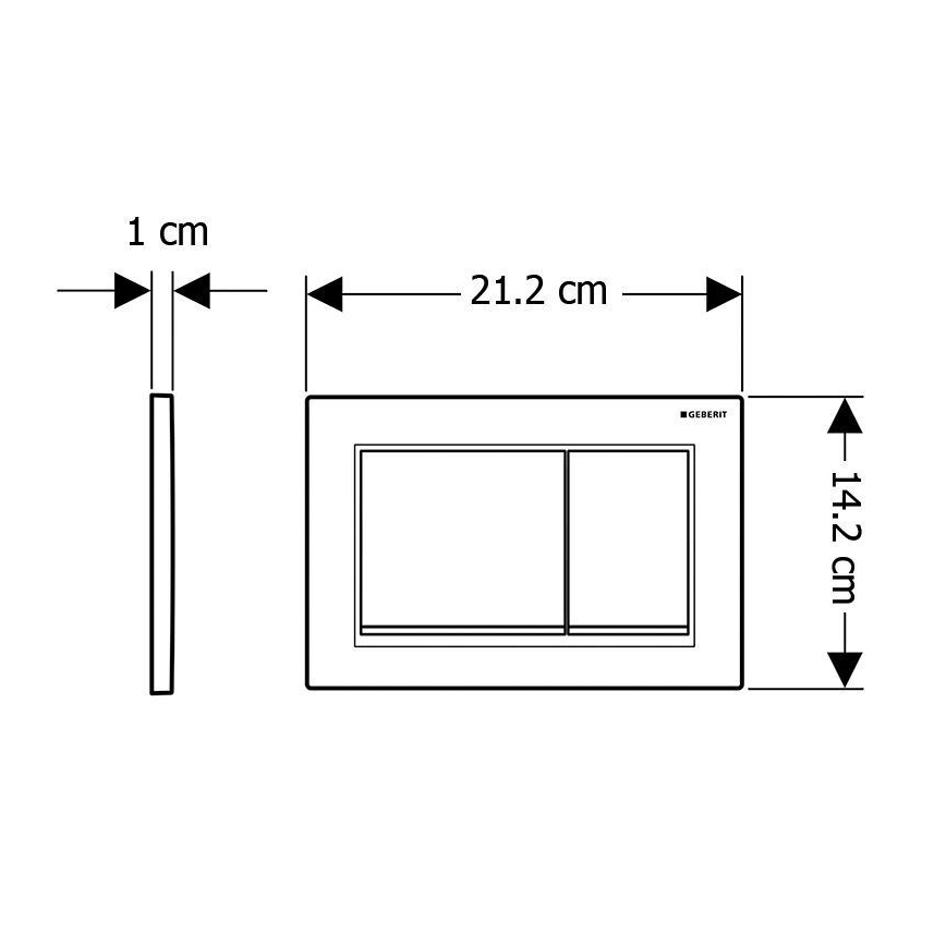 Geberit 115.080.KM.1 - Splachovacie tlačidlo Omega30 21,2x14,2 cm čierna/lesklý chróm
