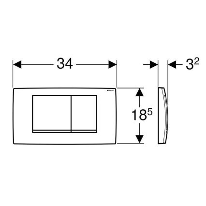 Geberit 115.899.KH.1 - Splachovacie tlačidlo Twinline30 34x18,5 cm lesklý chróm/matný chróm