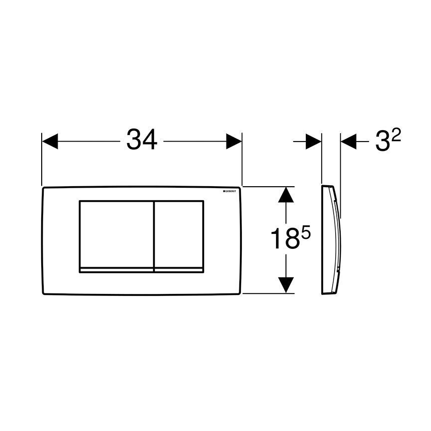 Geberit 115.899.KJ.1 - Splachovacie tlačidlo Twinline30 34x18,5 cm biela/lesklý chróm