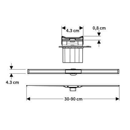 Geberit 154.451.KS.1 - Odtokový žľab CleanLine 130x4,3 cm, nerezová oceľ
