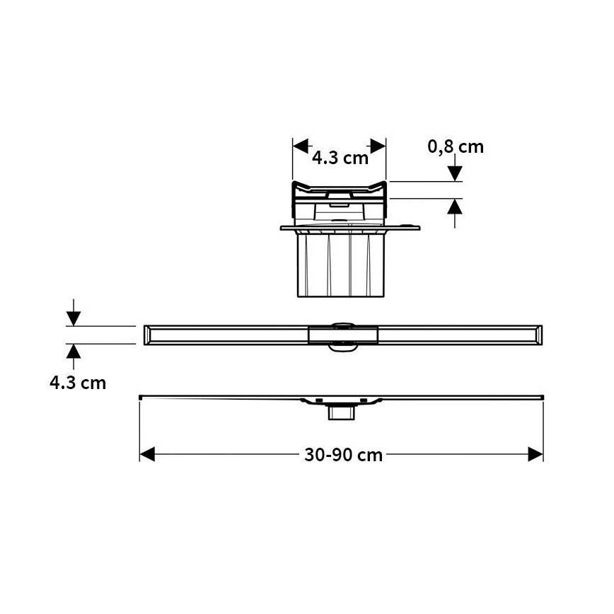 Geberit 154.453.KS.1 - Odtokový žľab CleanLine 90x0,8 cm nerez