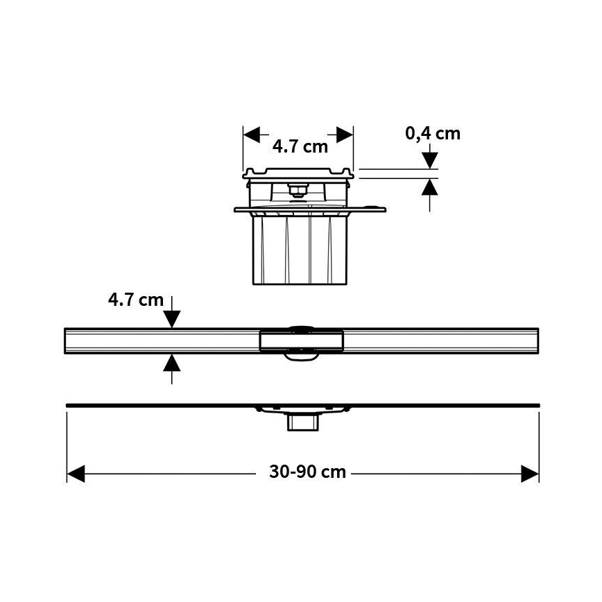 Geberit 154.458.00.1 - Odtokový žľab CleanLine 90x4,7 cm nerezová oceľ