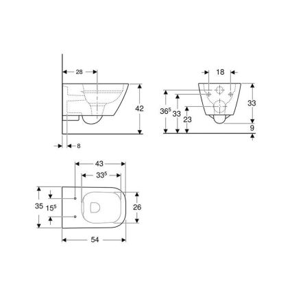 Geberit 500.208.01.1 - Závesné WC Rimfree Smyle Square keramika/biela