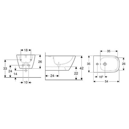 Geberit 500.209.01.1 - Závesný bidet Smyle Square keramika/biela