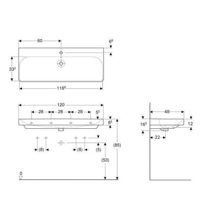 Geberit 500.226.01.1 - Závesné umývadlo Smyle Square 120x48 cm keramika/biela