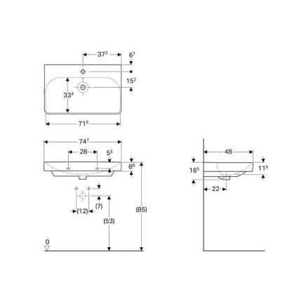 Geberit 500.249.01.1 - Závesné umývadlo Smyle Square 75x48 cm keramika/biela