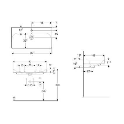 Geberit 500.251.01.1 - Závesné umývadlo Smyle Square 90x48 cm keramika/biela