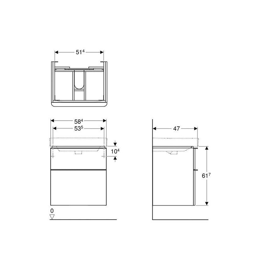 Geberit 500.352.00.1 - Kúpeľňová skrinka pod umývadlo Smyle Square 59x62x47 cm, biela