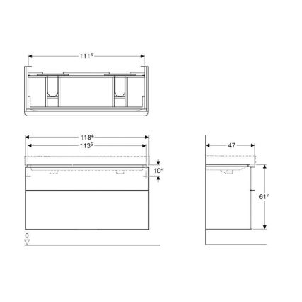 Geberit 500.356.00.1 - Kúpeľňová skrinka pod dvojité umývadlo Smyle Square 61,7x118,4 cm biela