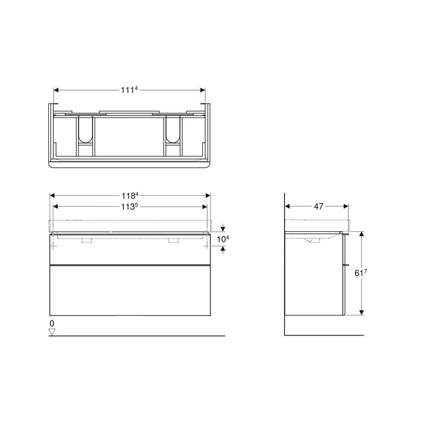 Geberit 500.356.00.1 - Kúpeľňová skrinka pod dvojité umývadlo Smyle Square 61,7x118,4 cm biela