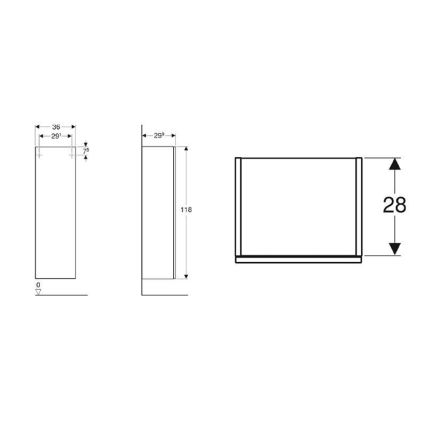 Geberit 500.361.JR.1 - Závesná kúpeľňová skrinka Smyle Square 118x36 cm orech