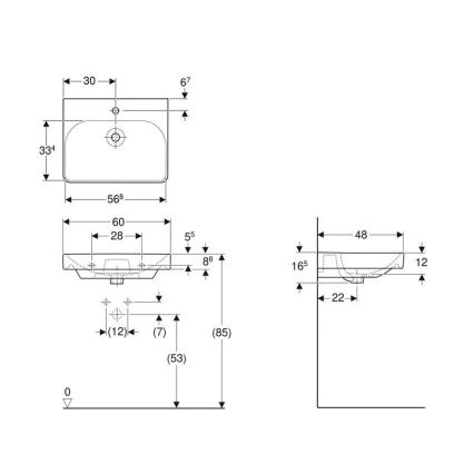 Geberit 501.732.00.1 - Závesné umývadlo Smyle Square 60x48 cm keramika/biela