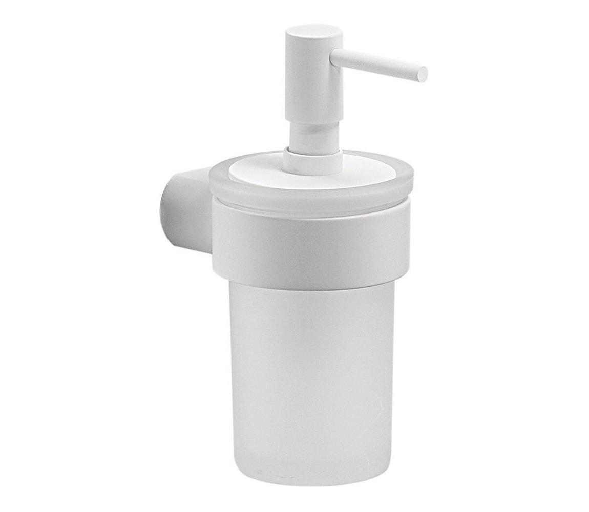 Gedy - Nástenný dávkovač mydla PIRENEI 110 ml mliečne sklo/matná biela PI8102