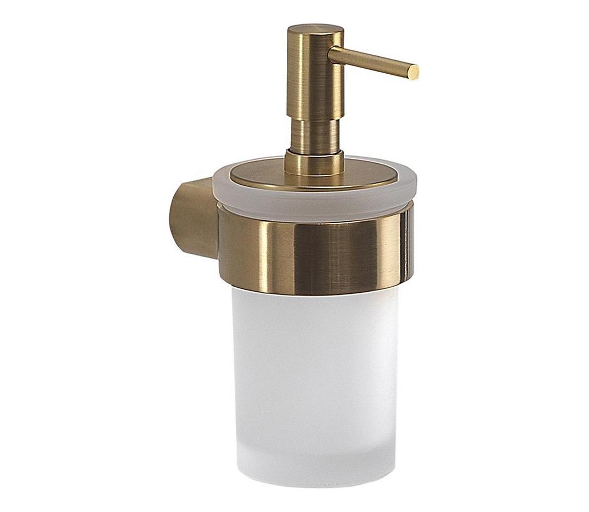 Gedy - Nástenný dávkovač mydla PIRENEI 110 ml mliečne sklo/matné zlaté prevedenie PI8188