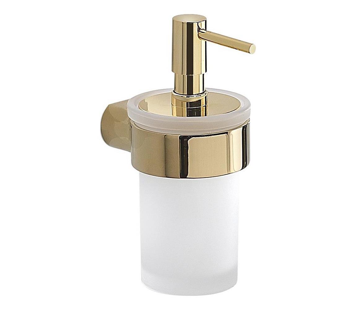 Gedy - Nástenný dávkovač mydla PIRENEI 110 ml mliečne sklo/zlatá PI8187