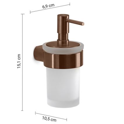 Gedy - Nástenný dávkovač mydla PIRENEI 140 ml mliečne sklo/bronzový