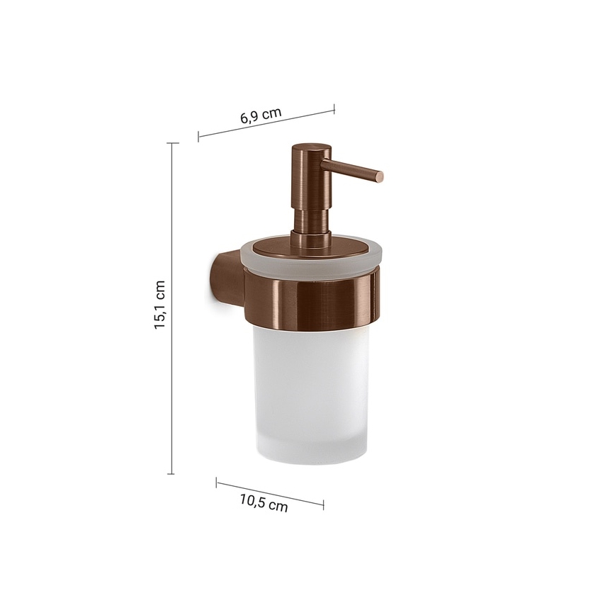 Gedy - Nástenný dávkovač mydla PIRENEI 140 ml mliečne sklo/bronzový