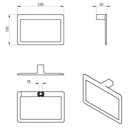 Gedy - Nástenný vešiak na uteráky PIRENEI 15x23 cm matná zlatá