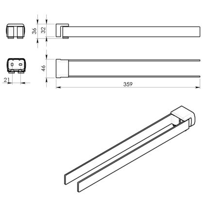 Gedy - Nástenný vešiak na uteráky PIRENEI 35,9 cm, matná biela