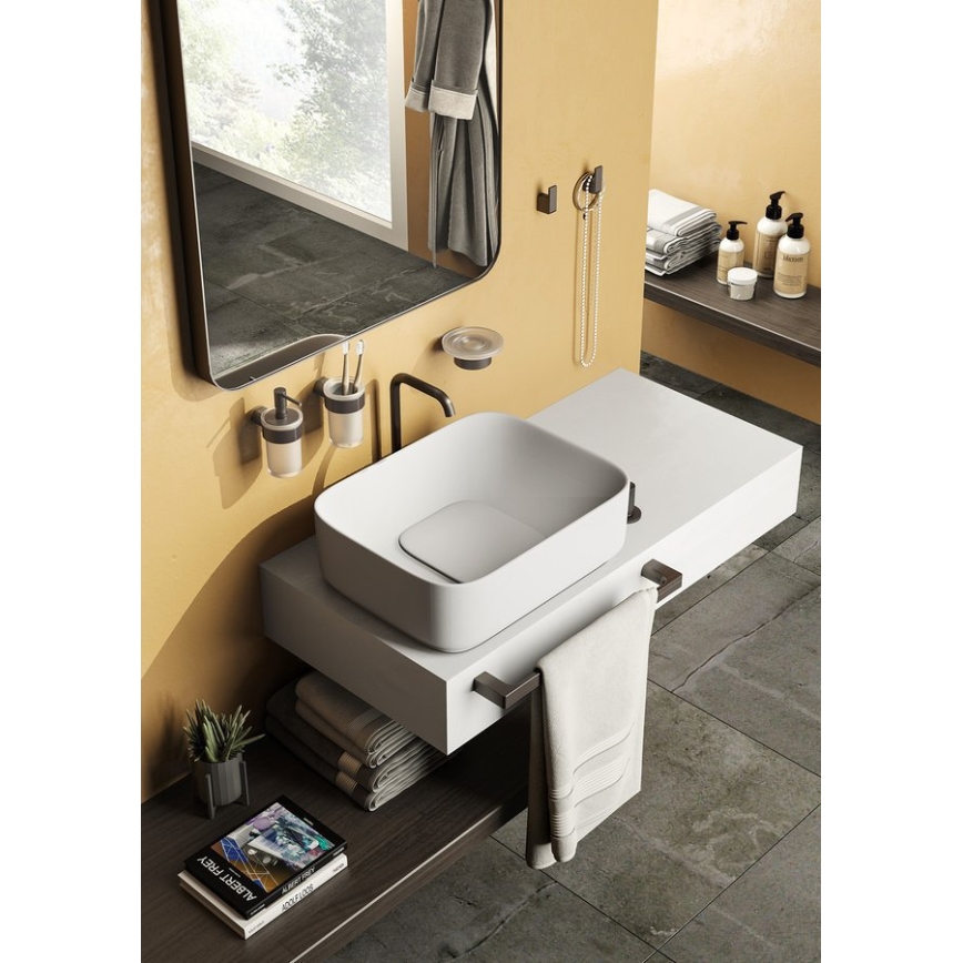 Gedy - Nástenný vešiak na uteráky PIRENEI 6,6x60 cm metalicky sivý