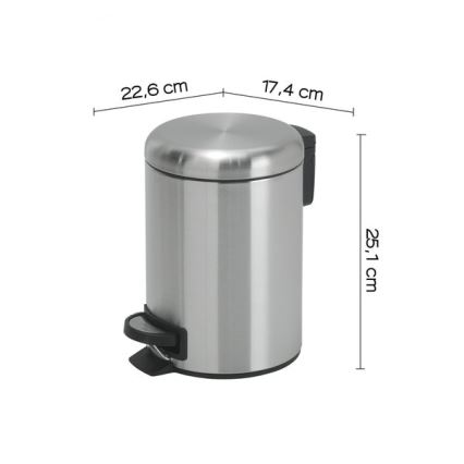 Gedy - Odpadkový kôš POTTY 3 l, nerezový, s tichým dovieraním
