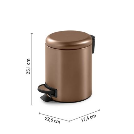 Gedy - Odpadkový kôš POTTY 3 l, tiché zatváranie, bronzový