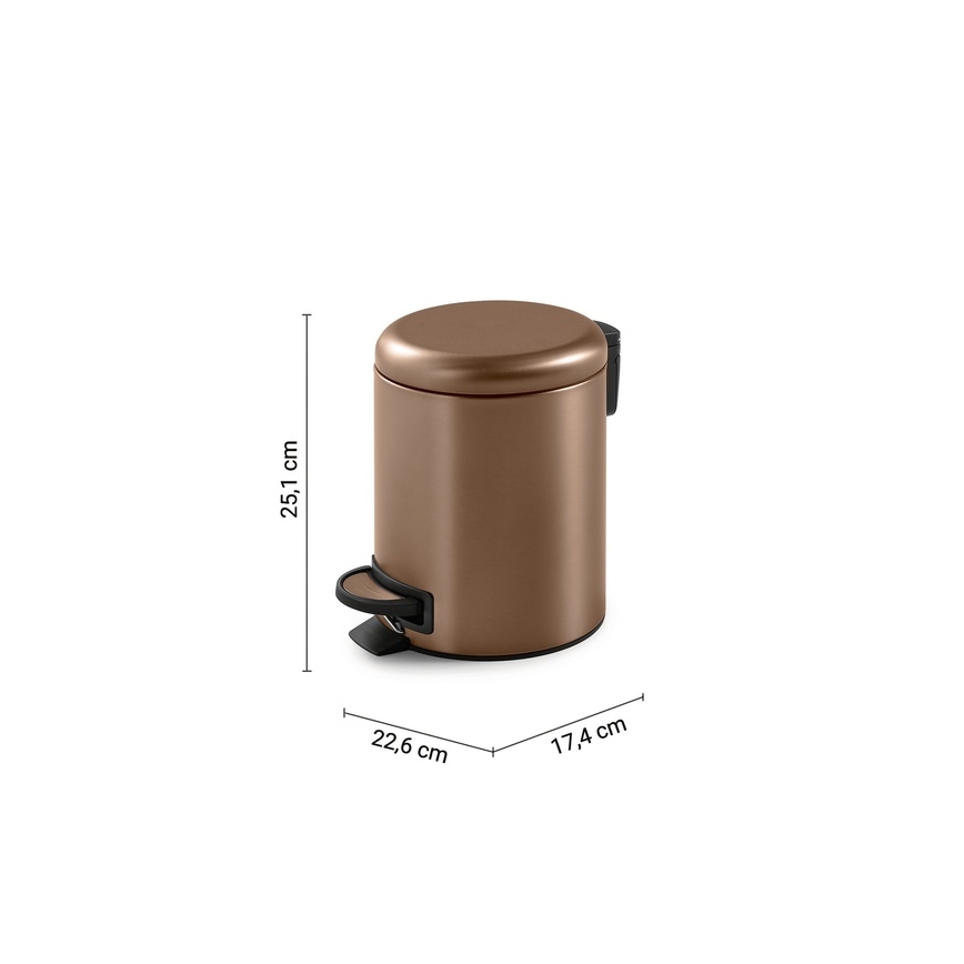 Gedy - Odpadkový kôš POTTY 3 l, tiché zatváranie, bronzový