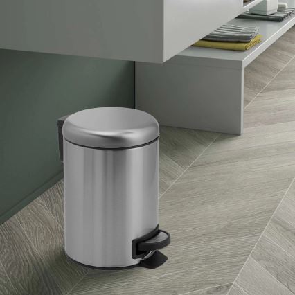 Gedy - Odpadkový kôš POTTY 5 l s tichým dovieraním, kartáčovaná nerezová oceľ