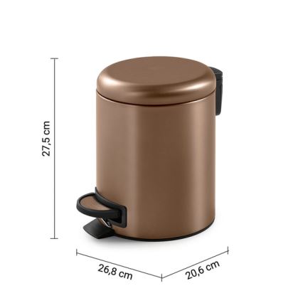 Gedy - Odpadkový kôš POTTY 5 l s tlmeným dovieraním bronzový