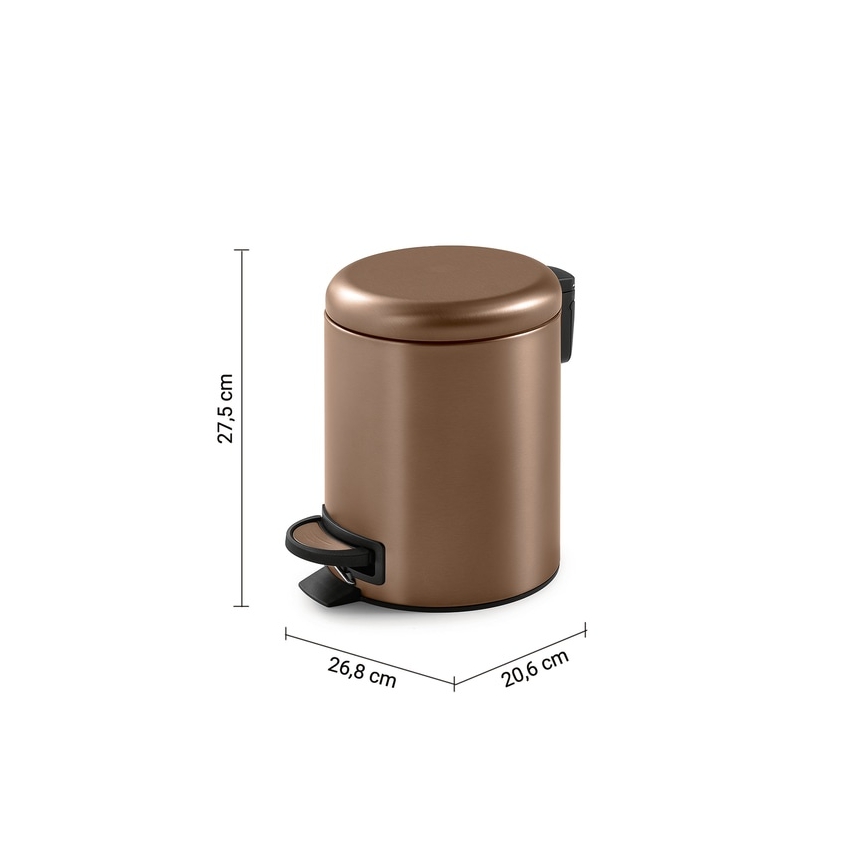 Gedy - Odpadkový kôš POTTY 5 l s tlmeným dovieraním bronzový