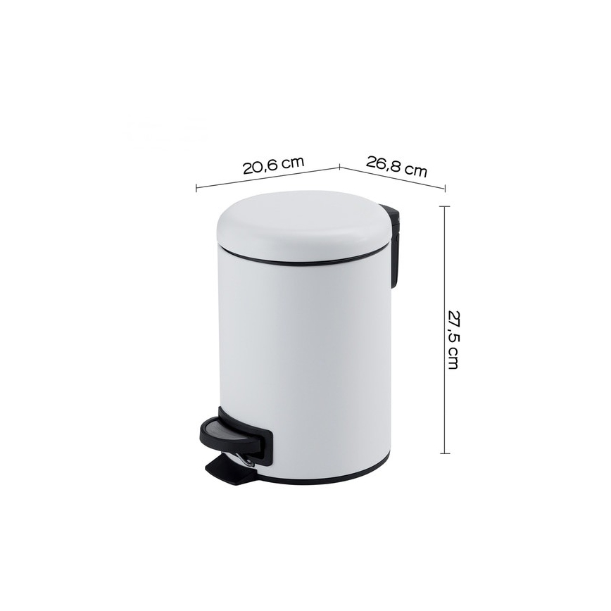 Gedy - Odpadkový kôš POTTY 5 l, tiché zatváranie, biela